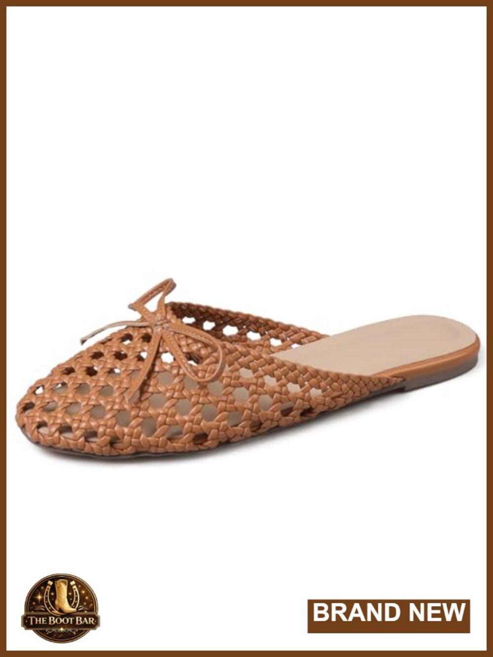 Woven Mesh Mule Flats Slip On Round Toe Ballerina Shoes